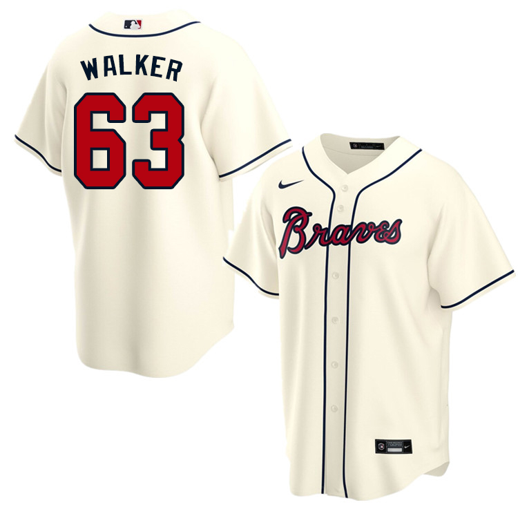 Nike Men #63 Jeremy Walker Atlanta Braves Baseball Jerseys Sale-Cream